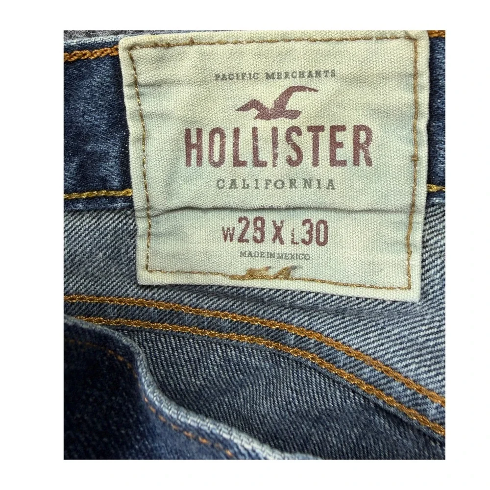 Hollister Mens Slim Straight Medium Wash Denim Jeans 28x30 Casual Skater y2k